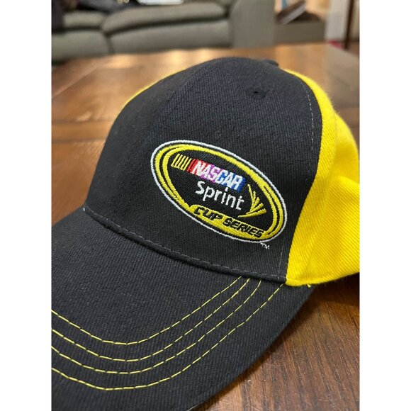NASCAR Sprint Cup Series Black Yellow Hook Loop Closure Hat Baseball Cap - Picture 6 of 6